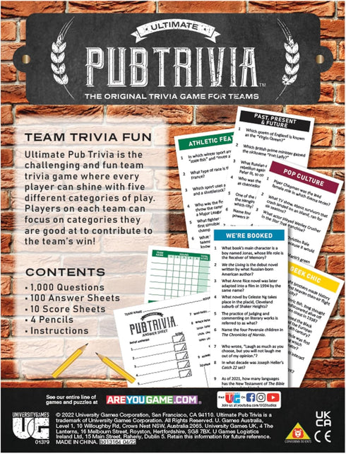 University Games Ultimate Pub Trivia Team Game for Adults - Pursuit of Trivial Knowledge, 4 or More Players, Ages 12+