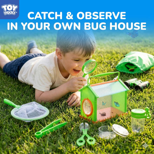 Set TOY Life Bug Catcher for Kids, Bug Catching Kit Kids Explorer Kit with Bug Net, Catching Tool, Tweezers, Magnifying
