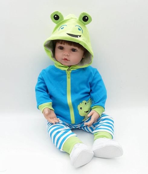 Reborn Baby Doll Clothes - 3 Piece Crocodile Set for 17-18 Inch Boy Dolls in Blue Outfit