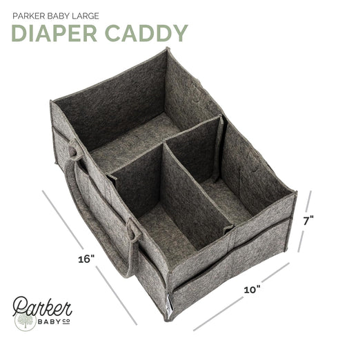 Large Charcoal Diaper Caddy - Stylish Nursery Storage & Car Organizer