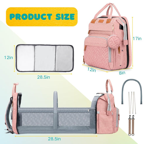 Shengmeister Backpack, Backpack Diaper Bag, Baby Essentials, Multi-functional Large-capacity Diaper Bag Best Gift