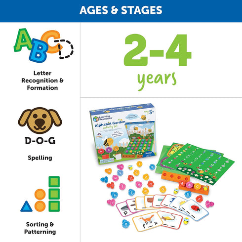 Set 45 3+ Learning Resources Alphabet Garden Activity - Pieces, Age Educational Indoor Games, Preschool Alphabet