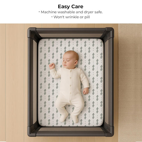 Pack 100% 2 Pack Set Ely's & Co. N Play Fitted Playard Sheets - Breathable Jersey Knit Cotton - Unisex Mini Crib