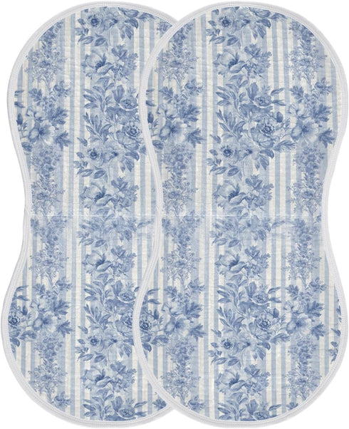 WELLDAY Set 1, 22 11 Inch Muslin Baby Burp Cloths of Soft Absorbent Blue Toile Watercolor Cotton Burping Cloth, Milk