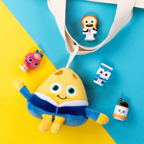Cheese Plush Doll Keychain - Cute Stuffed Animal Food Plushies, Kawaii Keychain for Kids, 6''