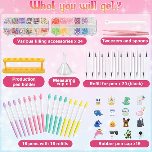 75+ 612, FEMBW Pen Making Kit DIY Pen Creator Studio with Craft Pieces, Aesthetic School Supplies for Girls Ages Fun