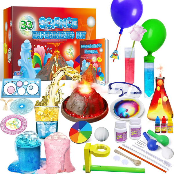 UNGLINGA 33 Experiments Science Kit for Kids, Educational Chemistry Set, Volcano Erupting Project