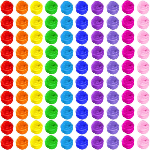 Toulite 100 Pcs Classic Colors Square Dance Scarves, 24 x 24 Inches, Bulk Juggling Performance Props Accessories
