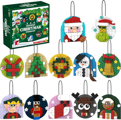 Xalvitra Christmas Ornaments Building Blocks Kit Gift for Kids, Xmas Party Favors