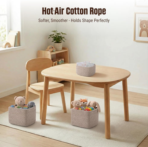 VIRETH HAUS 5-Pack 2 Closet, Storage Cubes Woven Rope Baskets - Sizes Organizer Bins for Shelf, Bookshelf, Nursery