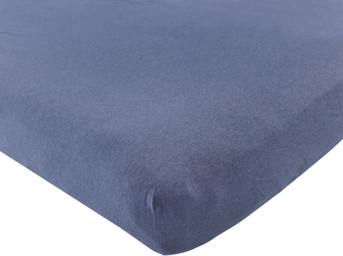 Hudson Baby Unisex Baby Cotton Fitted Crib Sheet, Heather Navy, One Size