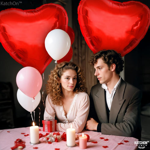 KatchOn Big Red Heart Balloons - 32 Inch, Pack of 2 for Valentines Day Decorations, Heart Shaped Balloons