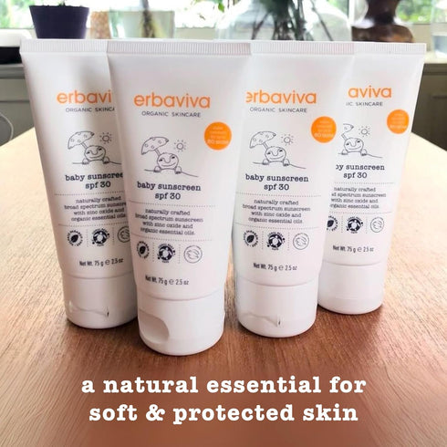 2.5 Erbaviva Organic Baby Sunscreen Ounce - Coral Reef Safe, Natural, UVA & UVB Protection, Water Resistant, Infused