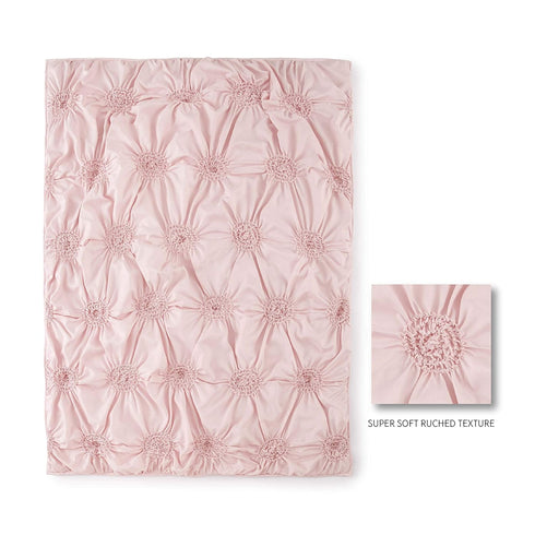 Set Rosette 5 Set Levtex Baby - Willow Toddler Bed - Pink - Soft Pintuck - Piece Includes Reversible Quilt, Fitted