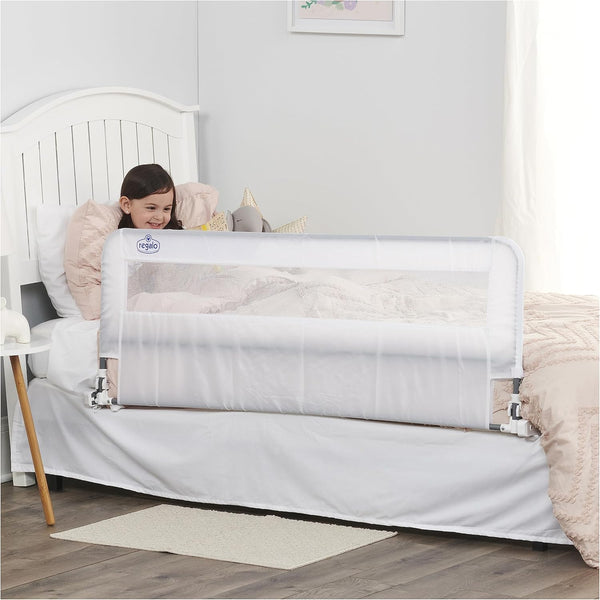 Regalo Hideaway Bed Rail Guard - 54-Inch Extra Long with Reinforced Anchor Safety
