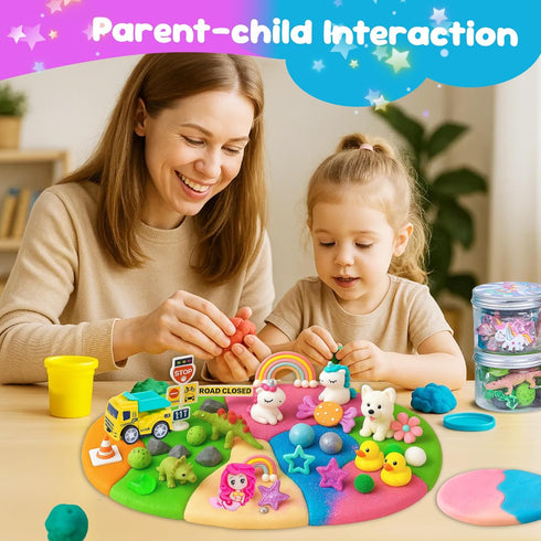 8-Pack JOY SPOT! Play Dough Jars, Reusable Sensory Play Kit for Kids, Non-Toxic, Educational Creative