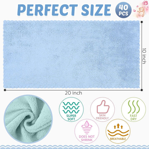 40 Pack 20x10 Inch Mixweer Baby Burp Cloths Bulk Absorbent Muslin Burp Cloths Microfiber Baby Washcloths for Burp Rags