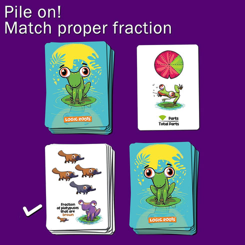 24 72 10 Froggy Fractions Math Games for Fourth Grade and up, Fraction Manipulatives Proper, Improper, and Mixed