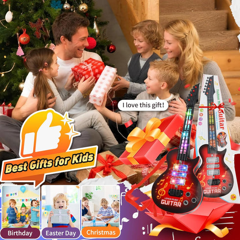 Drmukie 3 21 Inches 4 3 4 5 Kids Guitar Toy for Year Old Boy Gift Electric Guitars with Strings for Toddlers Light Up
