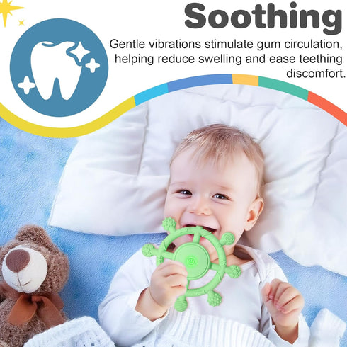3-Speed 3M+, YOFUN Vibrating Baby Teether Soothing Silicone Teething Toy for Infants Food-Grade, USB Rechargeable Soft