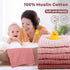 100% 6 Pack 12x12in Yoofoss Muslin Baby Washcloths Organic Cotton Face Towels Wash Cloths for Baby Soft and Absorbent