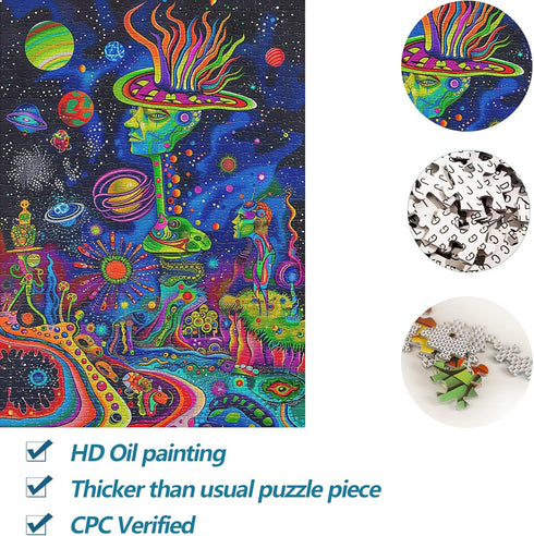 Bgraamiens 1000 Pieces Alien Land Rectangle Puzzle - Fun Graffiti Colorful Jigsaw for Adults and Kids