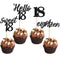24 PCS 18th Birthday Cupcake Toppers, Sweet 18 Hello 18 Eighteen Cake Decorations Supplies (Black)