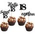 24 PCS 18th Birthday Cupcake Toppers, Sweet 18 Hello 18 Eighteen Cake Decorations Supplies (Black)
