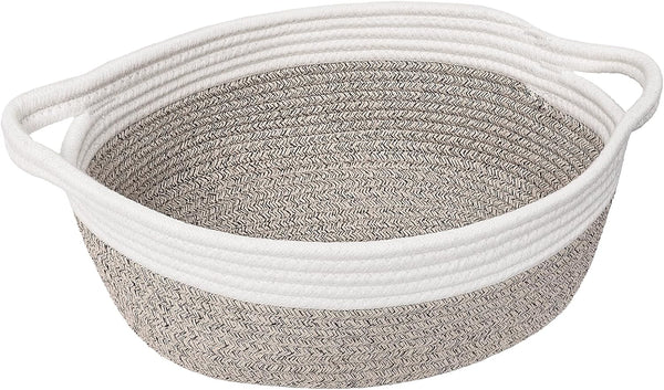 Goodpick Small Woven Storage Basket with Handles, Organizing Dog Basket, 12"X 8" X 5" Mixed Brown