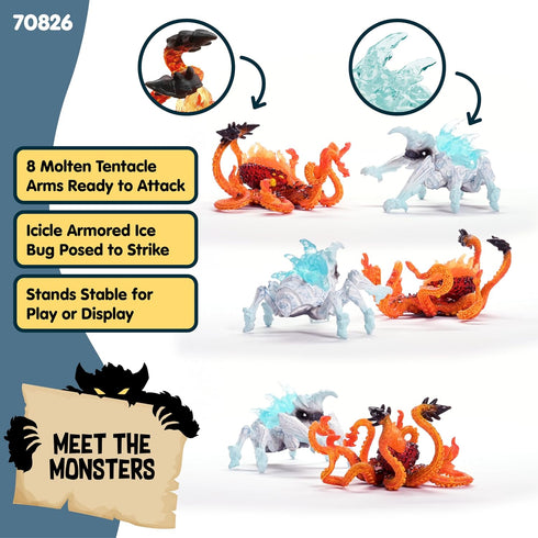 2 Playset 6+ 70826 schleich Eldrador Creatures - PC Ice Bug vs Fire Kracken - Monster Battle Toys for Boys and Girls
