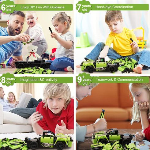 2-in-1 6 7 8 9Year GAMZOO STEM Building Toys for Kids with Remote Control Racer Snap Together Engineering Kits Early