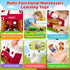 1 2 3 Set 1-3, Farm Animal Toys for Year Old Toddlers, Big Red Barn with Farm Mat & Animals & Tractor Toy for Boys