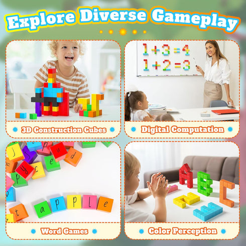65 Set, 1" 3 4 5 6 7 8 PCS Magnetic Blocks Magnet Building Blocks with Toy Eyes and Storage Bag for Kids Gifts, STEM