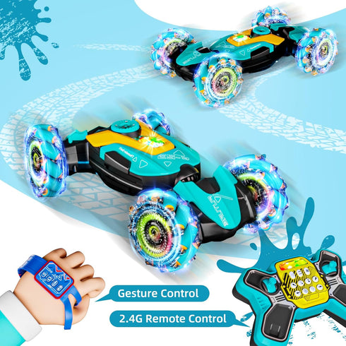 5-13,4WD 360 Show,3-6 8-10 Gesture Sensing RC Stunt Car,Remote Control Car Toys for Ages All-Terrain with Flips & LED