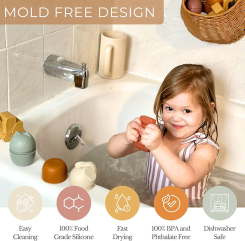 Toys-5 Pack Brooklyn Neutral Non Toxic, Silicone Bath Animal Bathtub and Water Toys for Babies