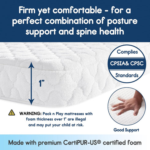 Pack (38"x26"), Pack Pro Goleem and Play Mattress Waterproof n Play Mattress Pad with Carry Bag, Firm Playard Mattress