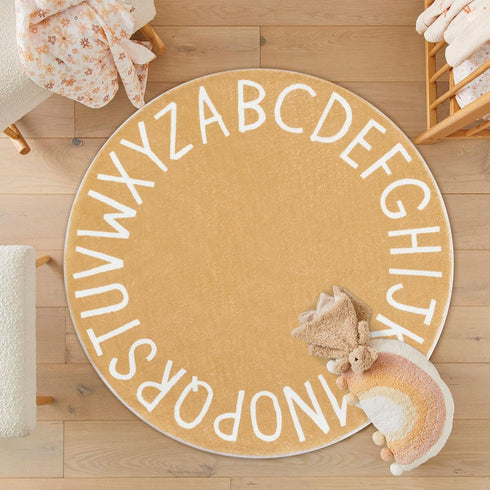 (63 inch, Topotdor Round Kids Play Rug Alphabet Nursery Area Rug Extra Large Soft Crawling Play Mat for Children