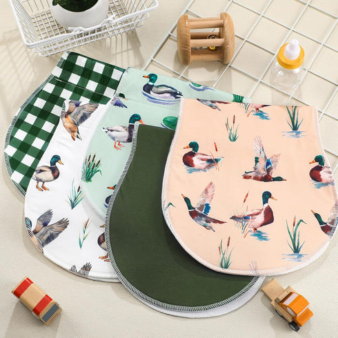 5 Pack 19"x9" Set SmoothNovelty Mallard Duck Pattern Baby Burp Cloths Soft Absorbent Burping Rags for Newborns Spit up