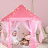 Princess Tent with Rug & LED Star Lights, Large Playhouse for Girls Kids, Indoor Outdoor Games, 140*135cm