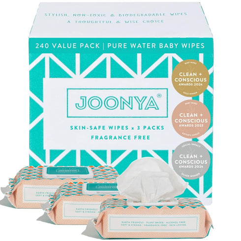 JOONYA Unscented Baby Wipes Plant-Based, Fragrance-Free Bulk Diaper Wipes | Hypoallergenic, Non-Toxic