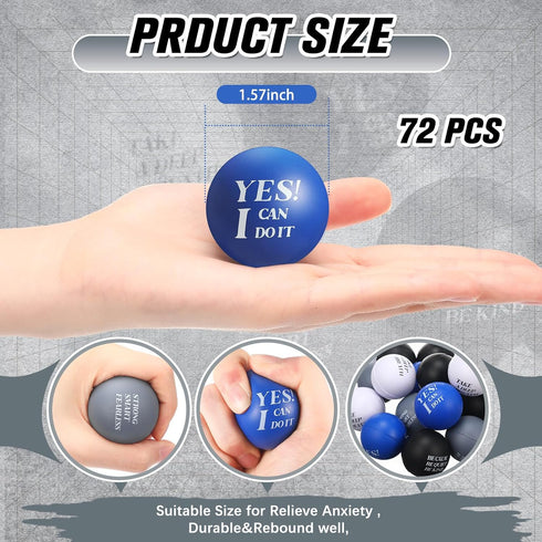 72 Jerify Pcs Bulk Stress Balls for Adults Motivational Quotes Stress Balls Colorful Foam Ball Hand Exercise Small