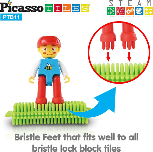 Picasso Toys Hedgehog Blocks 4 Family Action Character Figures, Toddler Toy Construction Building Tile Block Expansion