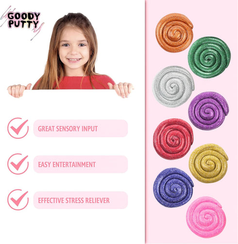 Dazzle Putty Toy Goody Putty, Mini Tins 8 Pack for Kids