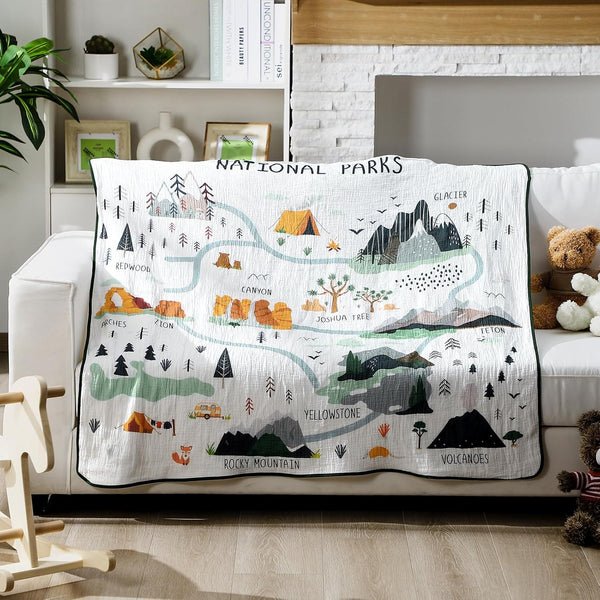 SmoothNovelty National Parks Muslin Blanket 47 x 47 Inch Warm Soft Cotton