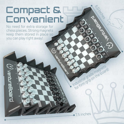 6 Inches Magnetic Unique Chess Set Board Game, Portable Travel Folding Board with 2 Extra Queens