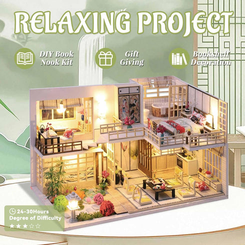 Flever Dollhouse Miniature DIY House Kit with Japanese Style, Creative Room with Furniture for Romantic Valentine's