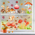 Watercolor Mushroom Wall Decals Colorful Mushroom Wall Stickers Cute Animal Autumn Leaf Wall Stickers Peel and Stick