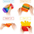 Pop Its Fidget Toys Pack 4 - Stress Relief Poppet Toy for Kids, Autism Learning, French Fry Pizza Hamburger