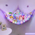 Stuffed Animals Net or Hammock, Kids Toy Storage Organizer with LED Light, Hanging Corner Holder for Girls Room Decor