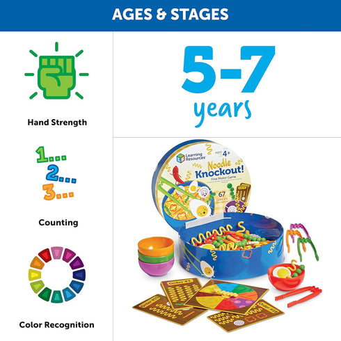 Learning Resources Noodle Knockout! Fine Motor Game, 67 Pieces, Fine Motor Skills Toys, Ages 4+